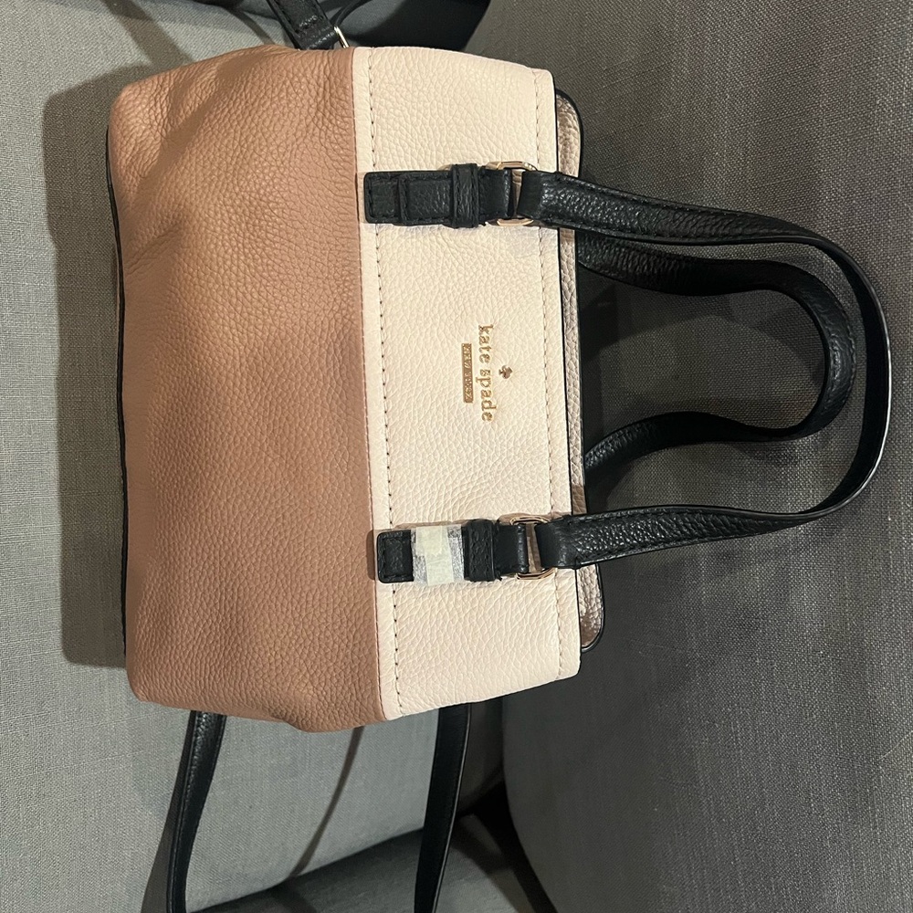 Kate Spade Cream and Tan Satchel with Elegant Design